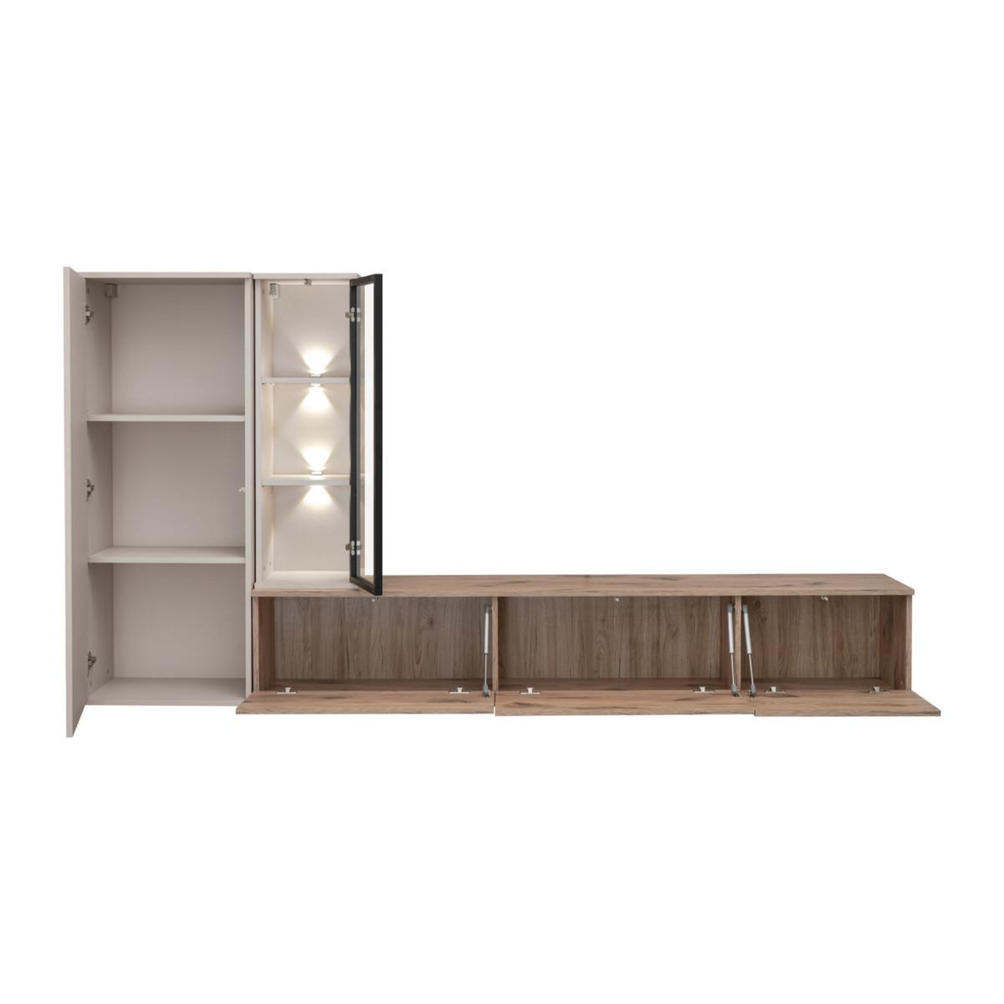 Voir la diapositive 3 : Paris Prix Ensemble meuble tv design  clare  240cm beige & naturel