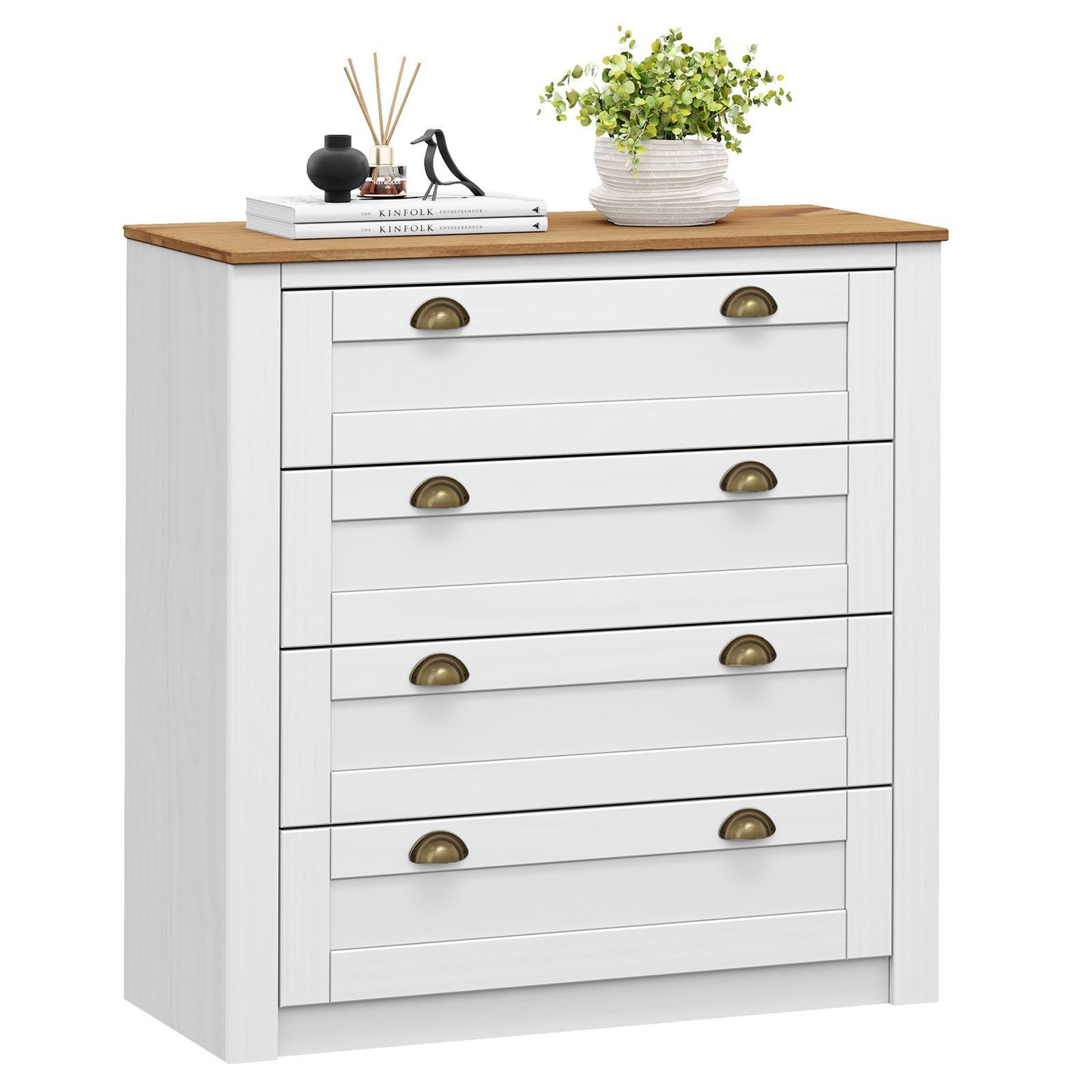 Voir la diapositive 1 : IDIMEX Commode BOLTON avec 4 tiroirs, en pin massif