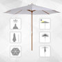 Voir la diapositive 5 : HOMCOM Parasol droit en bois polyester haute densité protection solaire Ø 3 x 2,5 m crème