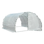OUTSUNNY Serre de jardin tunnel surface sol 12 m² 4L x 3l x 2H m châssis tubulaire renforcé 25 mm double porte avec poignées blanc