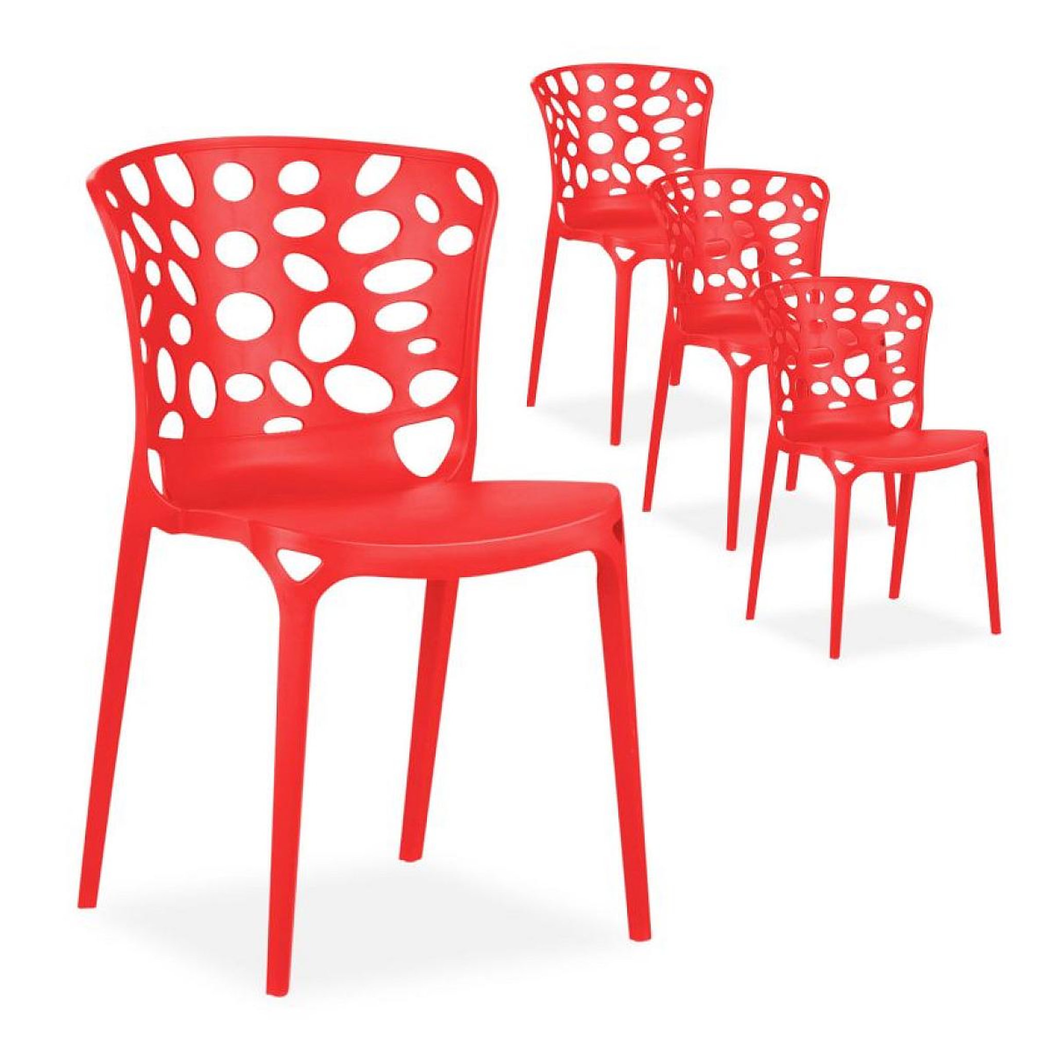 HomeStyle4U Chaise de jardin lot 4 chaises rouge