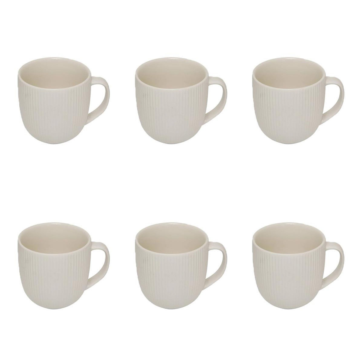 SECRET DE GOURMET Lot de 6 Mugs en Porcelaine  Strata  21cl Blanc