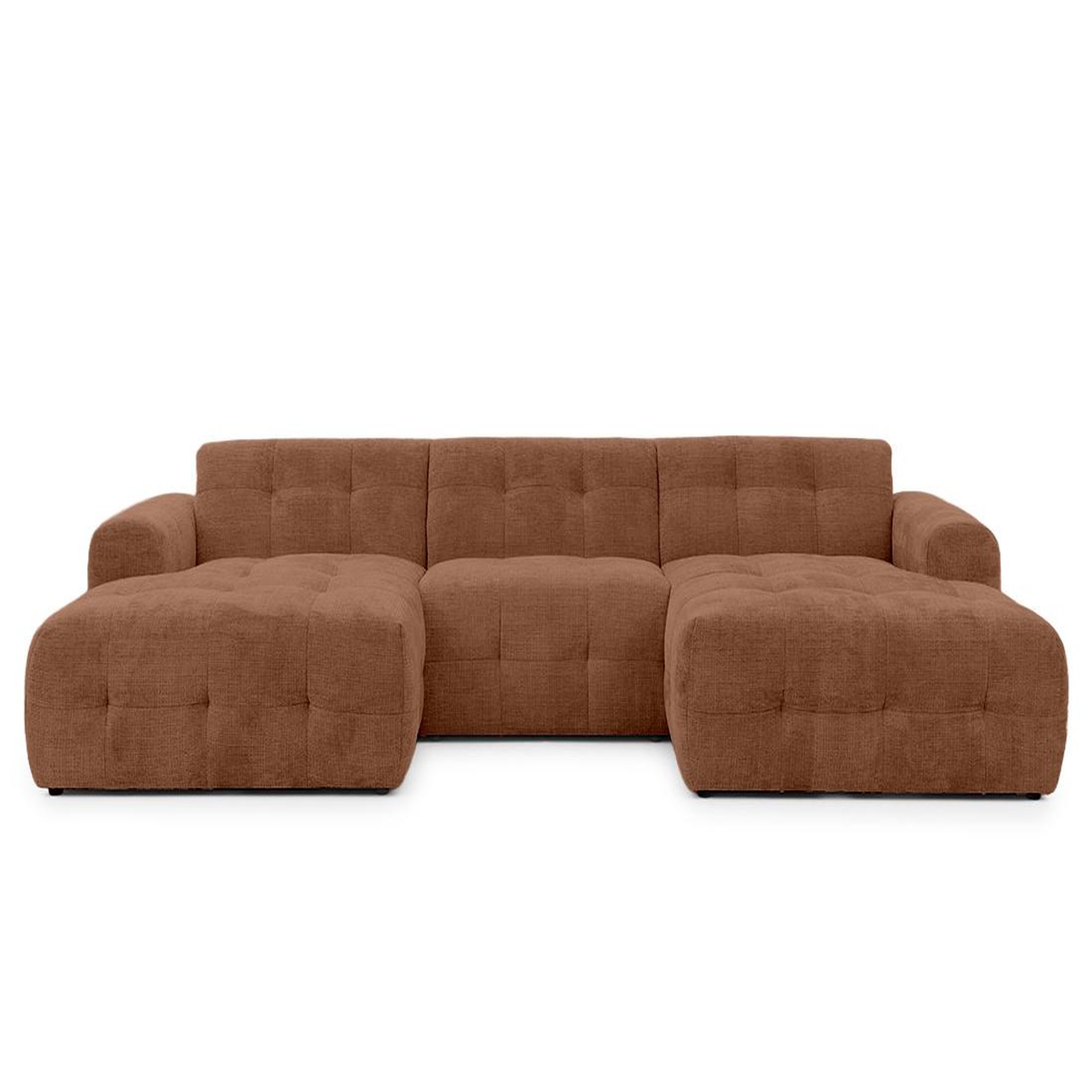 Voir la diapositive 1 : BEST MOBILIER Diane - canapé panoramique en u 6 places en velours texturé