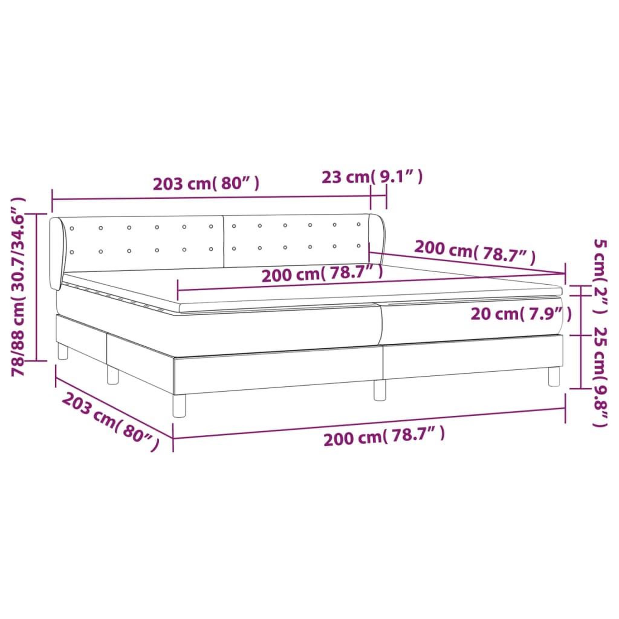 Voir la diapositive 6 : VIDAXL Sommier a lattes de lit avec matelas Creme 200x200 cm Tissu