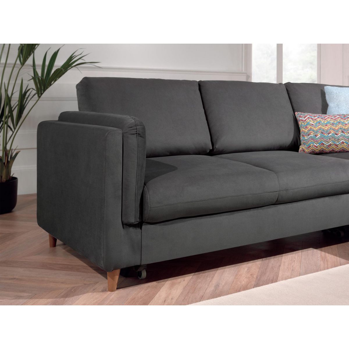 LISA DESIGN Brooke - canapé d'angle droit - convertible - 5 places - en velours