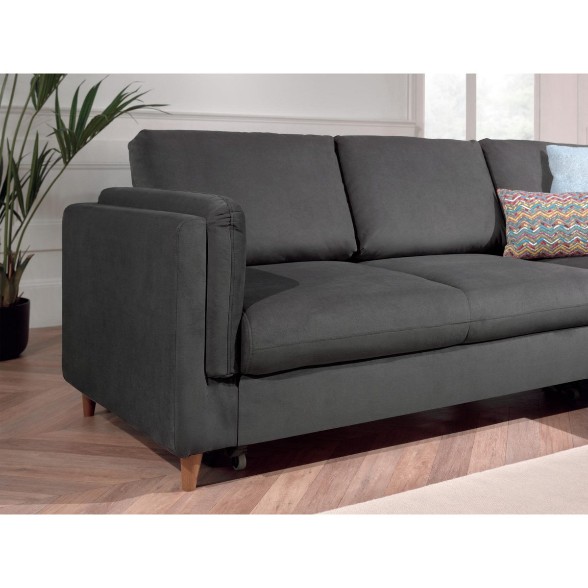 LISA DESIGN Brooke - canapé d'angle droit - convertible - 5 places - en velours