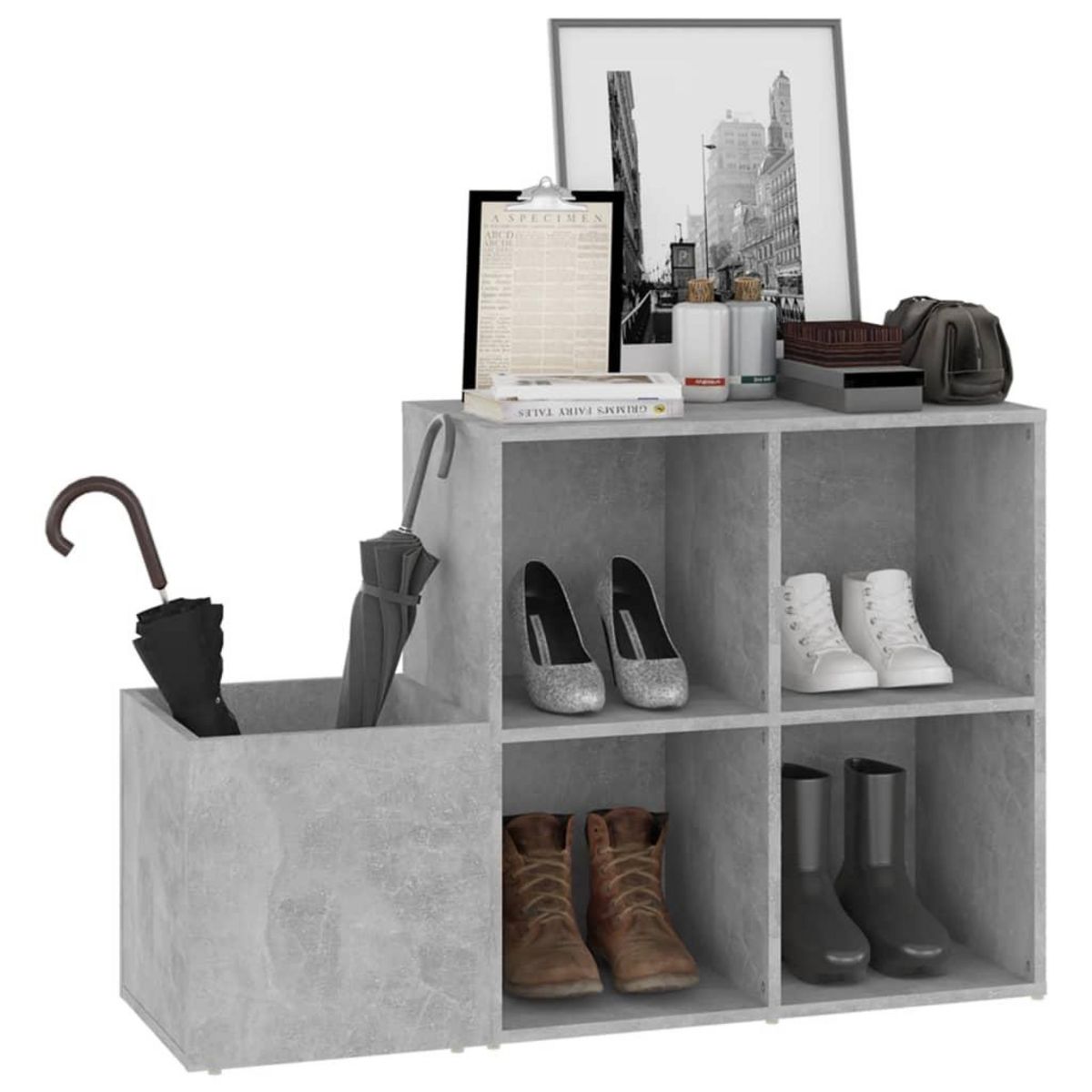 VIDAXL Armoire a chaussures d'entree gris beton bois ingenierie