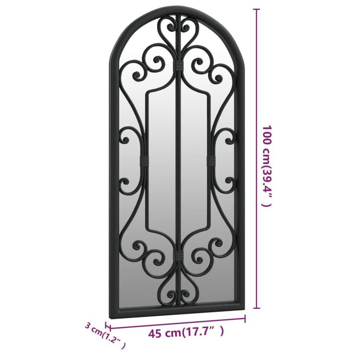 VIDAXL Miroir de jardin Noir 100x45 cm Fer pour utilisation exterieure