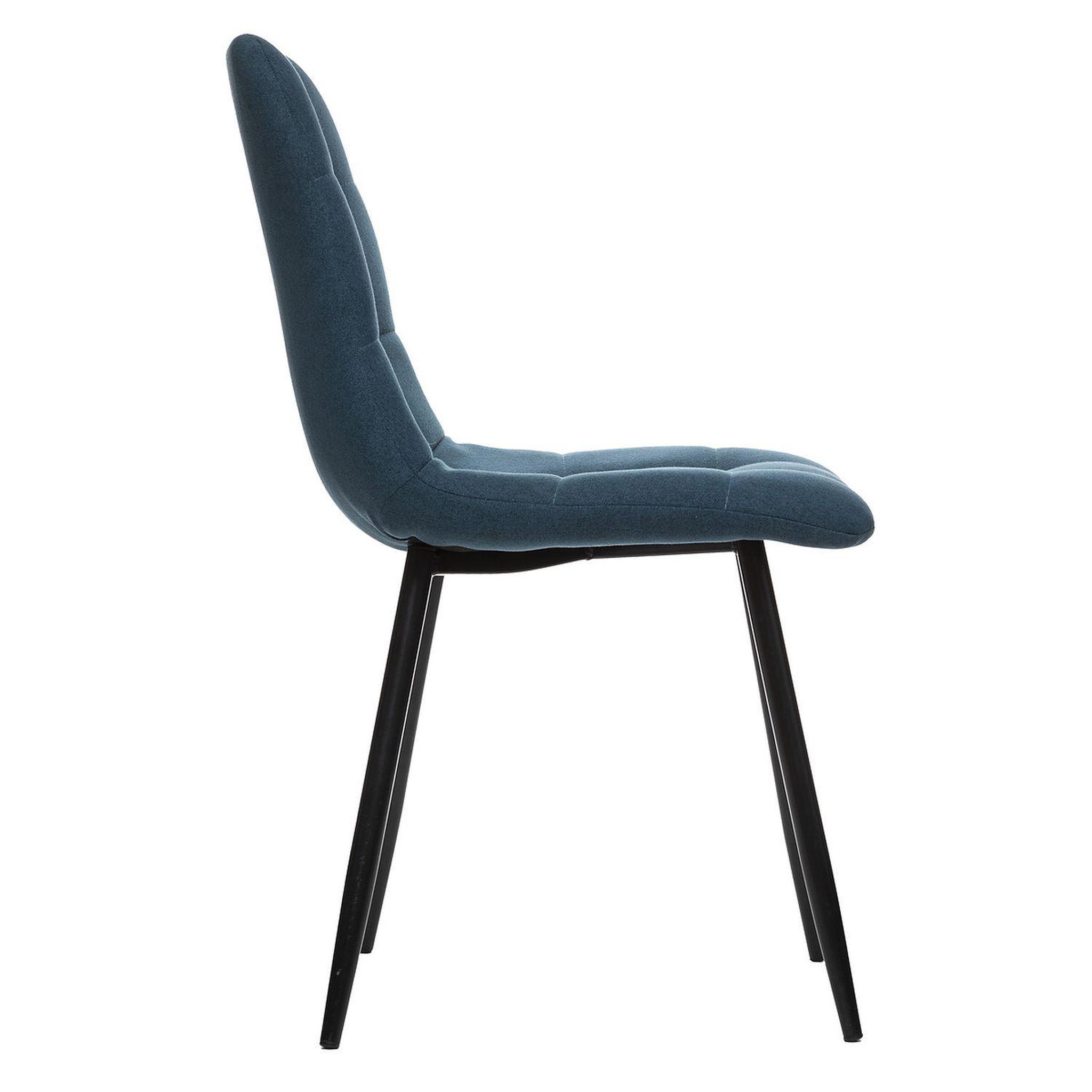 Voir la diapositive 2 : TOILINUX Lot de 4 chaises sirac effet velours - bleu canard
