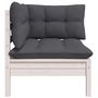 Voir la diapositive 2 : VIDAXL Canape d'angle de jardin avec coussins Blanc Bois de pin massif