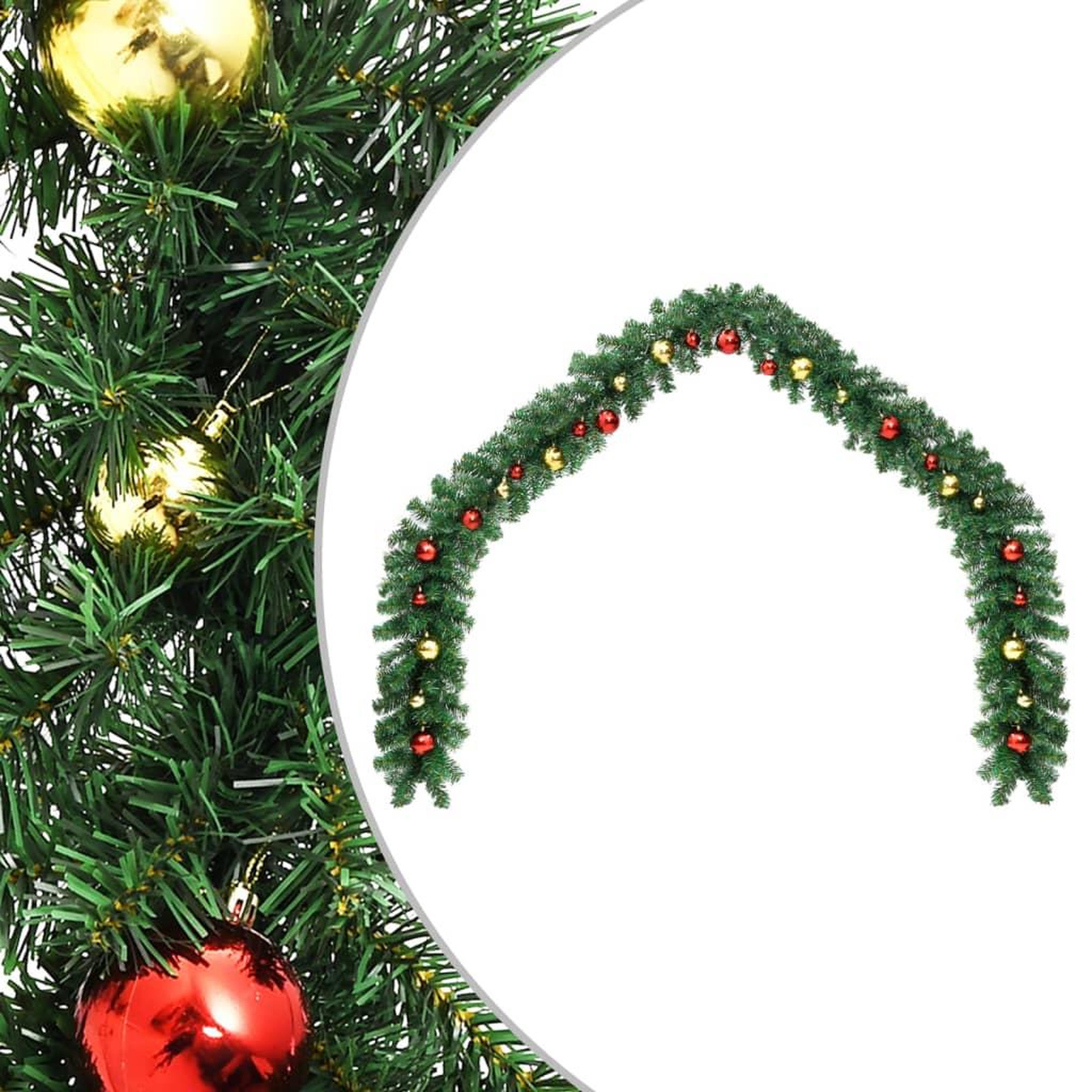 VIDAXL Guirlande de Noël decoree avec boules 10 m