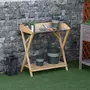 OUTSUNNY Table de rempotage jardinage - étagère à lattes - plateau tôle acier galvanisé avec rebords - bois sapin pré-huilé