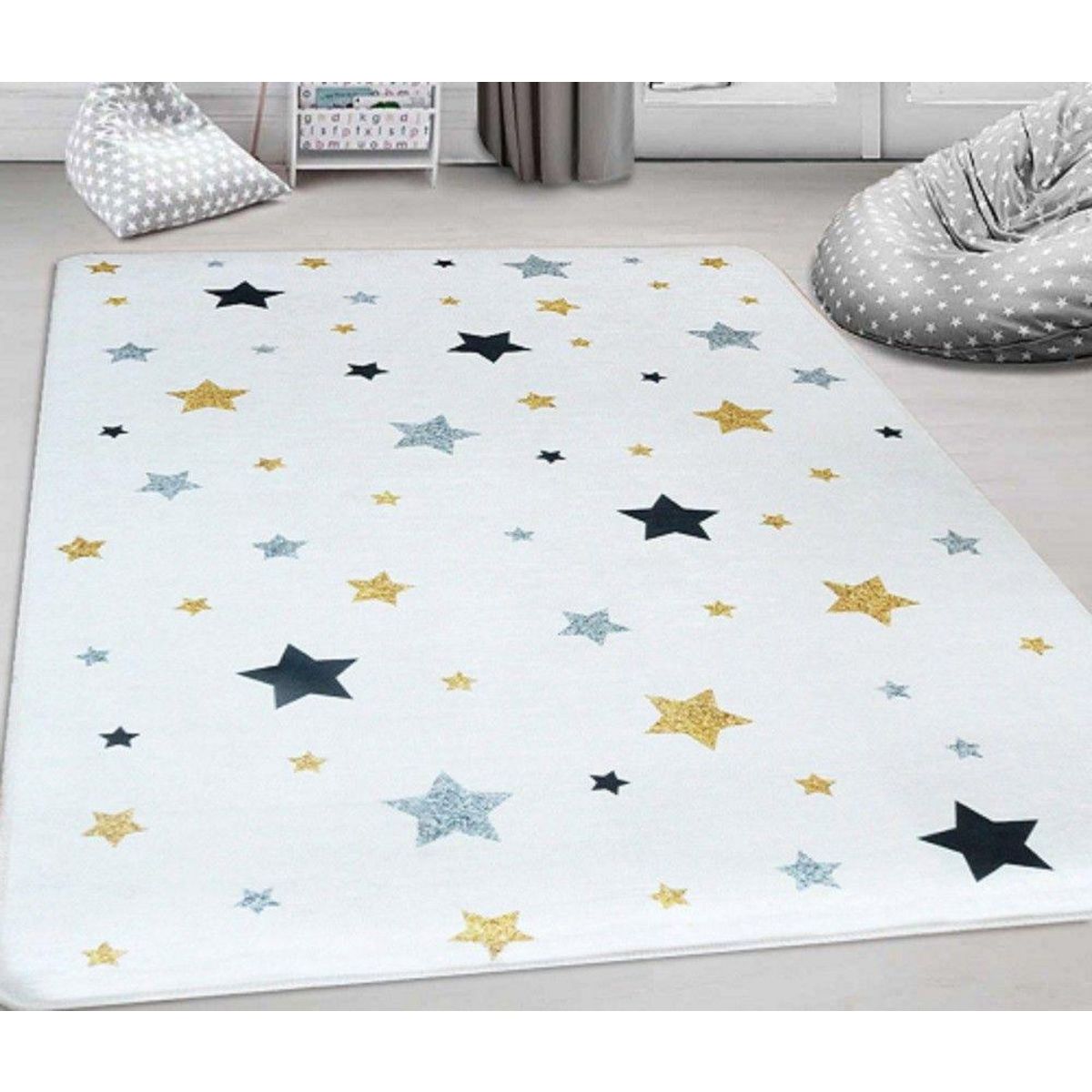 MANI TEXTILE Tapis enfant Etoile 80 x 150 cm - Ecru