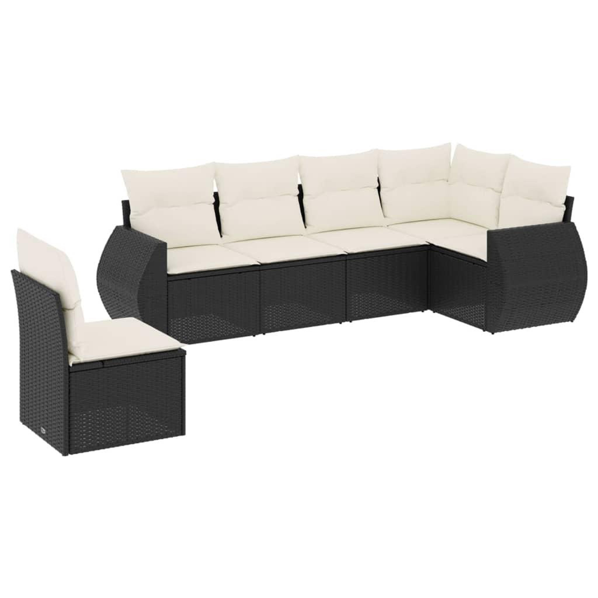 Voir la diapositive 2 : VIDAXL Salon de jardin 6 pcs avec coussins noir resine tressee