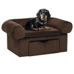 VIDAXL Canapé pour chien avec tiroir Marron 75x50x38 cm Peluche