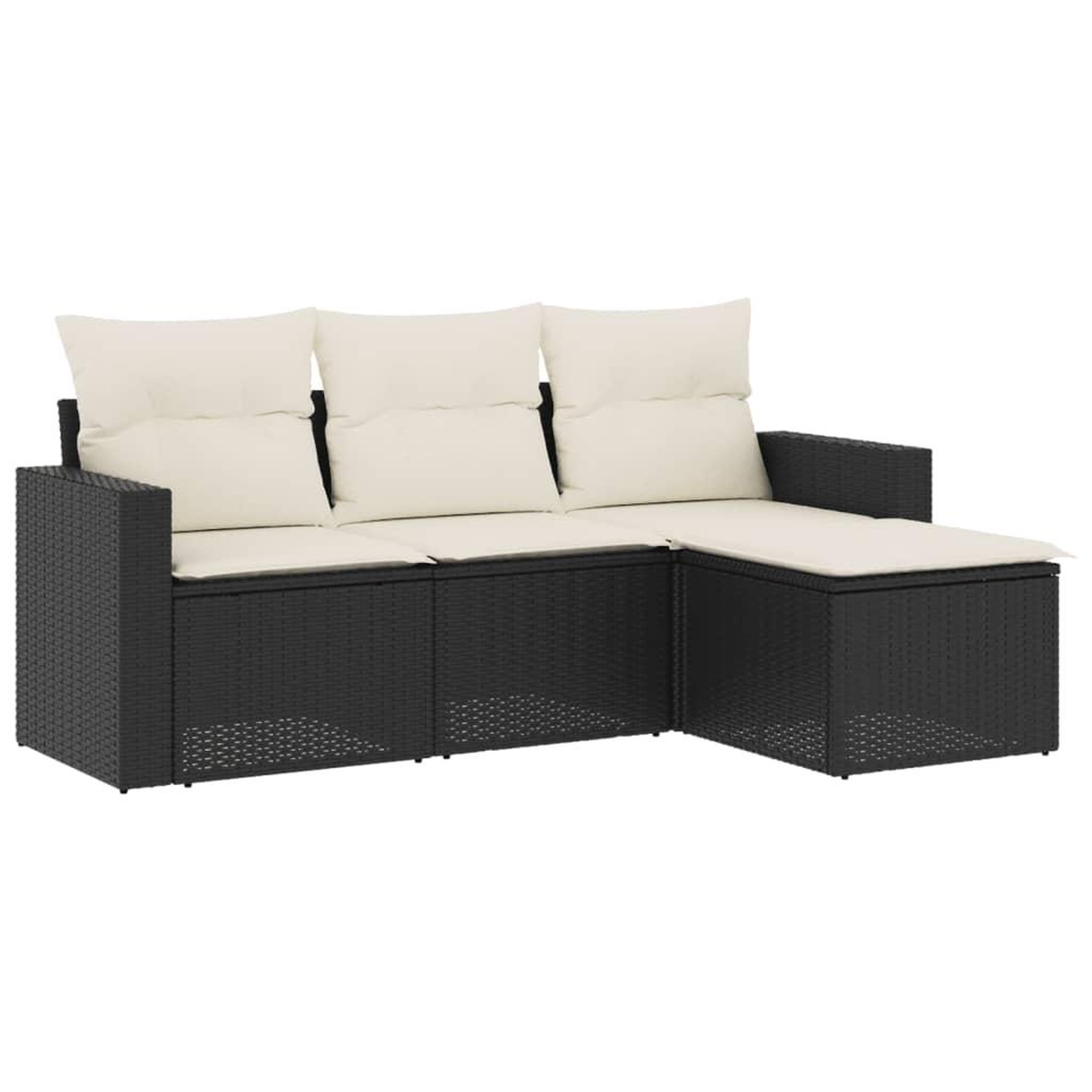 Voir la diapositive 2 : VIDAXL Salon de jardin 4 pcs avec coussins noir resine tressee