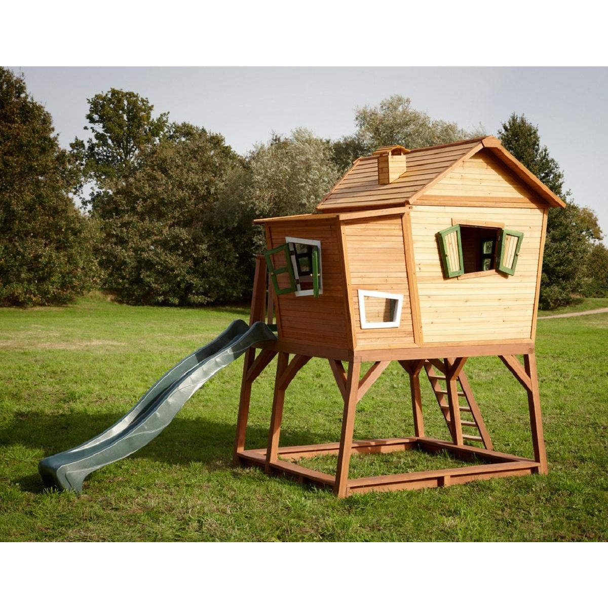 PRAGMA Aire de jeux avec toboggan et bac à sable-Bois- 2,88m