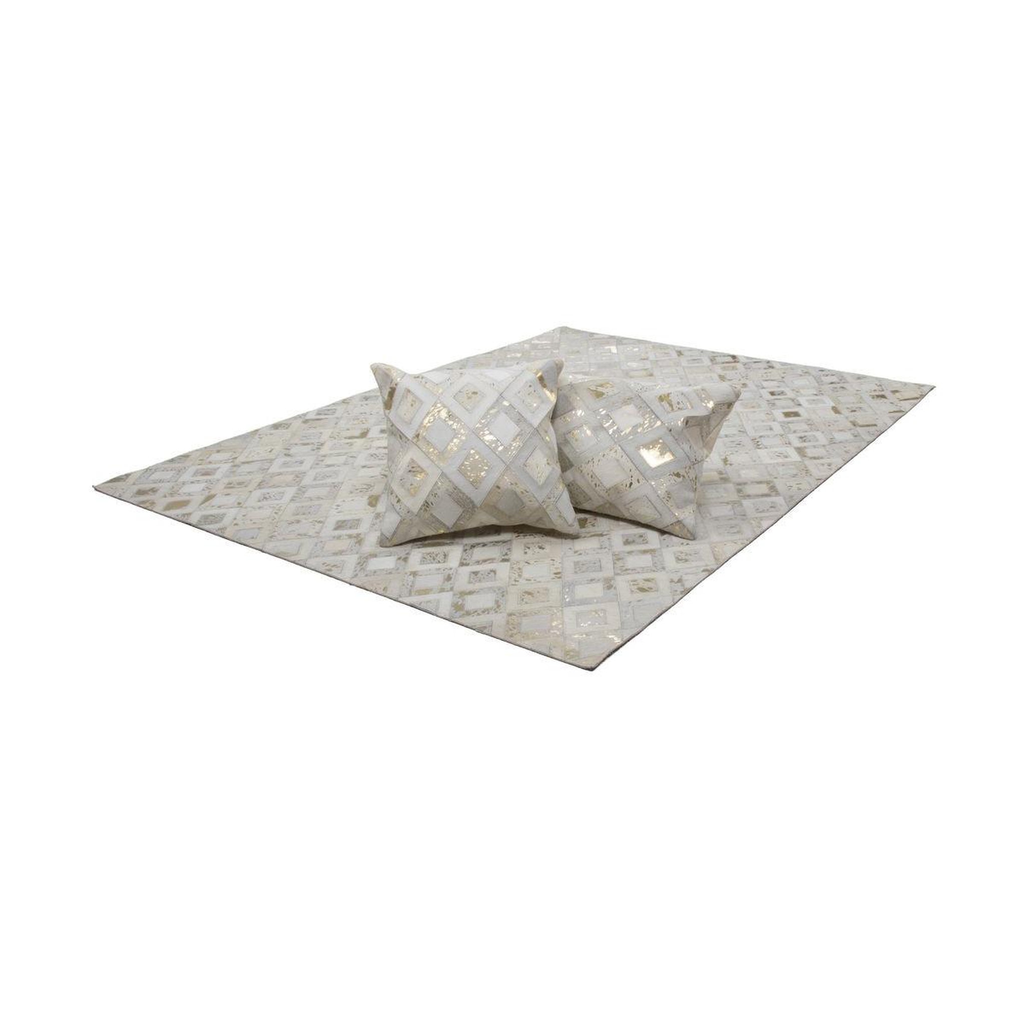Voir la diapositive 4 : Paris Prix Coussin Déco en Cuir  Spark I  45x45cm Ivoire & Or