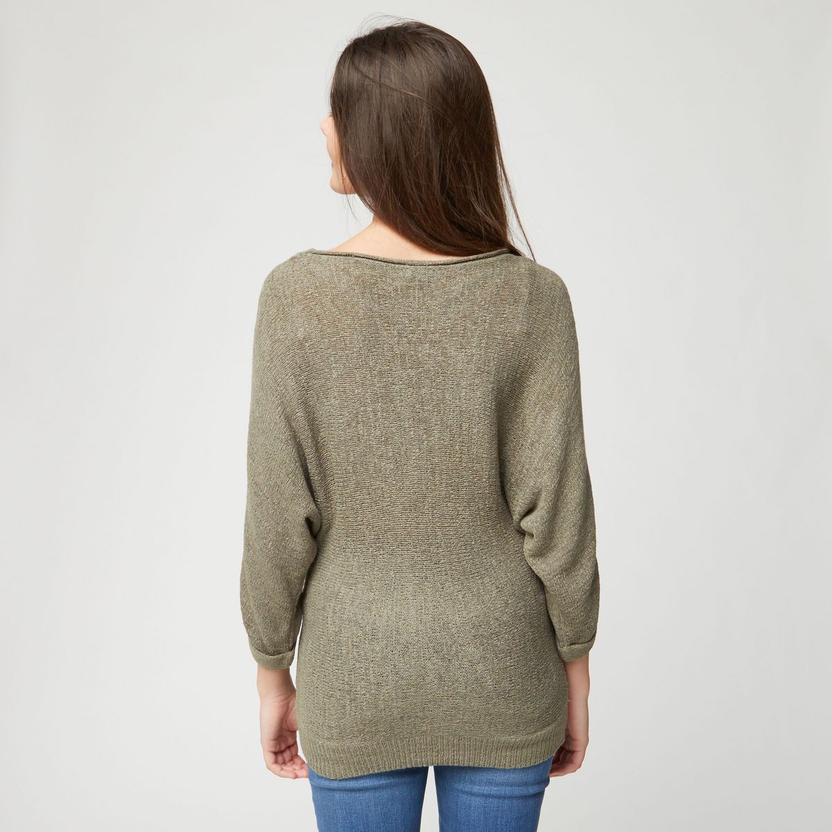 IN EXTENSO Pull évasé manches 3/4 vert kaki femme