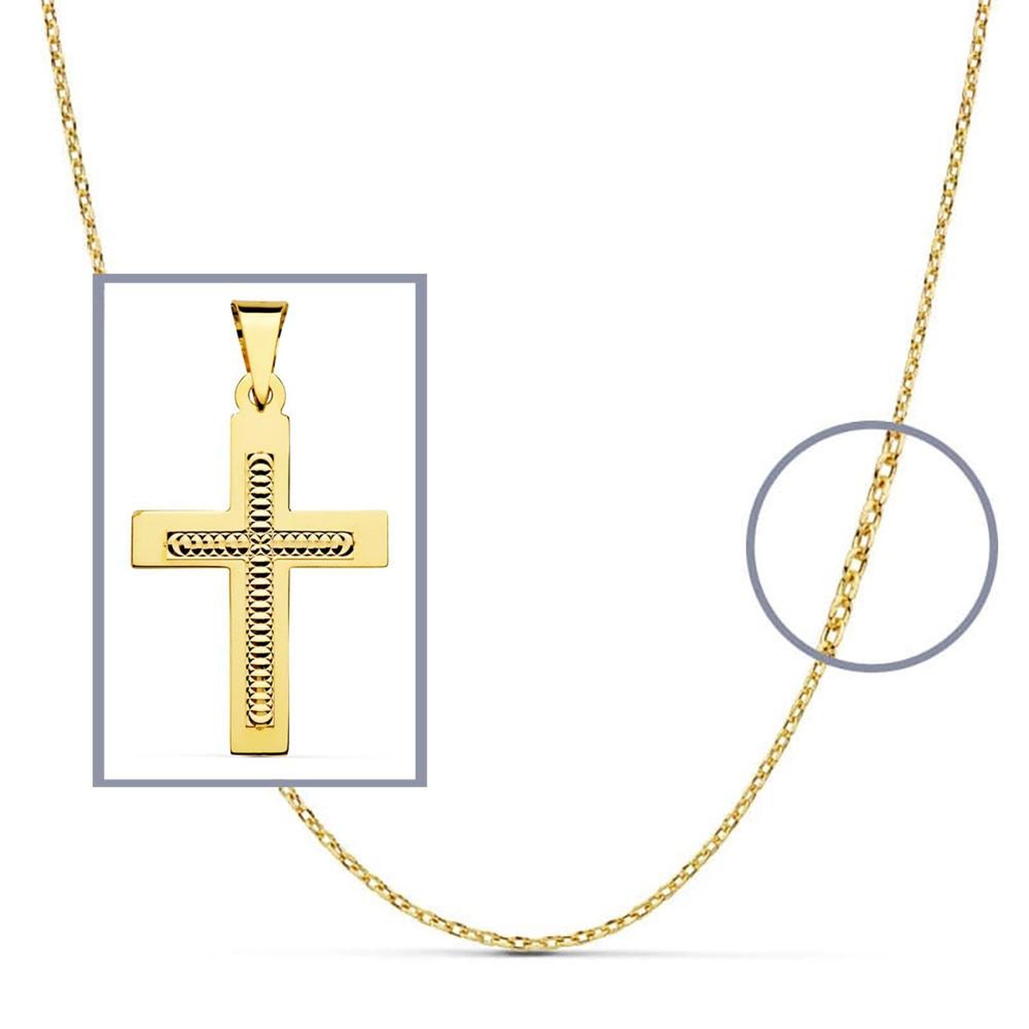 Voir la diapositive 2 : L'ATELIER D'AZUR Pendentif  - Médaille Croix Or 18 Carats 750 Jaune - Chaine Offerte