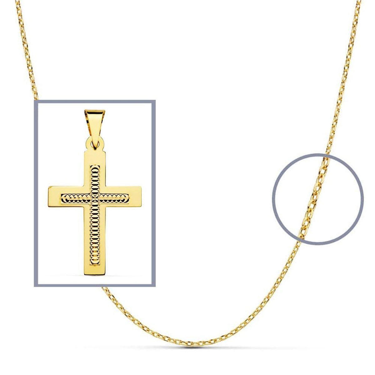 L'ATELIER D'AZUR Pendentif  - Médaille Croix Or 18 Carats 750 Jaune - Chaine Offerte