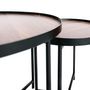 Voir la diapositive 4 : KB8 Lot de 2 tables d'appoint ou tables gigogne ronde en MDF et métal - Marron et noir