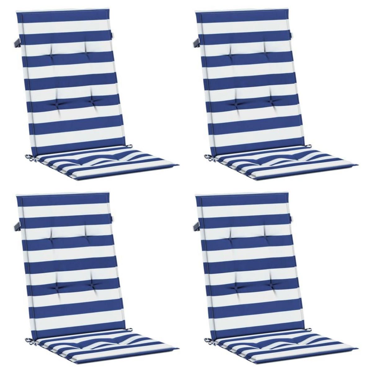 VIDAXL Coussins de chaise a dossier haut lot de 4 rayures bleu/blanc