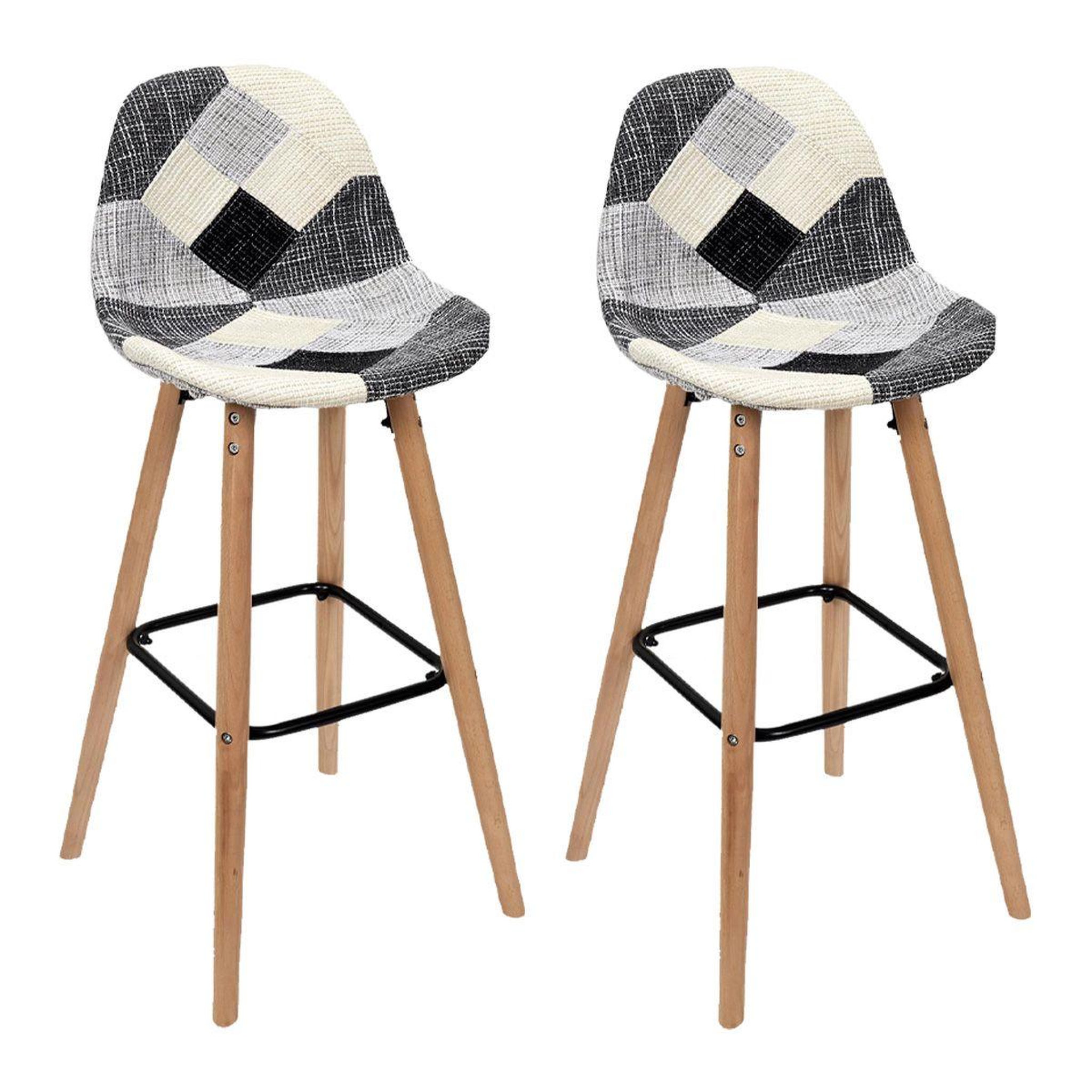The Home Deco Factory Lot de 2 chaises de bar  patchwork  92cm gris