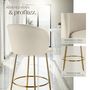 Voir la diapositive 4 : tectake Chaise de bar en velours rembourré crème/or Ensemble de 2 pièces