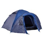 OUTSUNNY Tente de camping familiale 4-5 personnes montage facile double porte et fenêtres dim. 3L x 2,50l x 1,30H m fibre verre polyester bleu marine