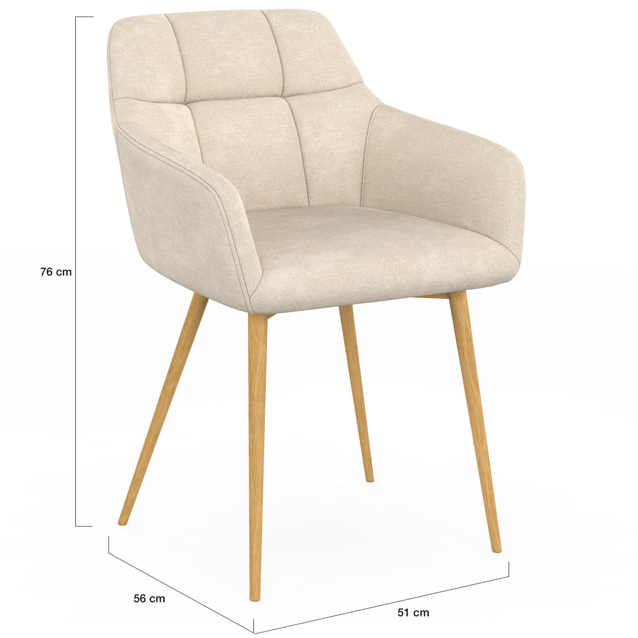 Voir la diapositive 5 : ID MARKET Lot de 2 chaises gina tissu chenille beige pieds effet bois