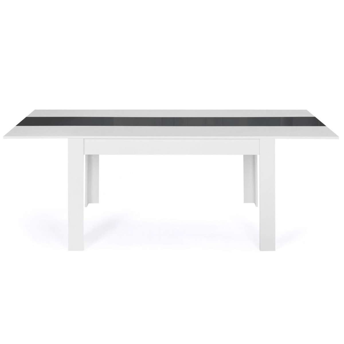 ID MARKET Table à manger extensible rectangle GEORGIA 6-10 personnes blanche et grise 140-220 x 90 cm