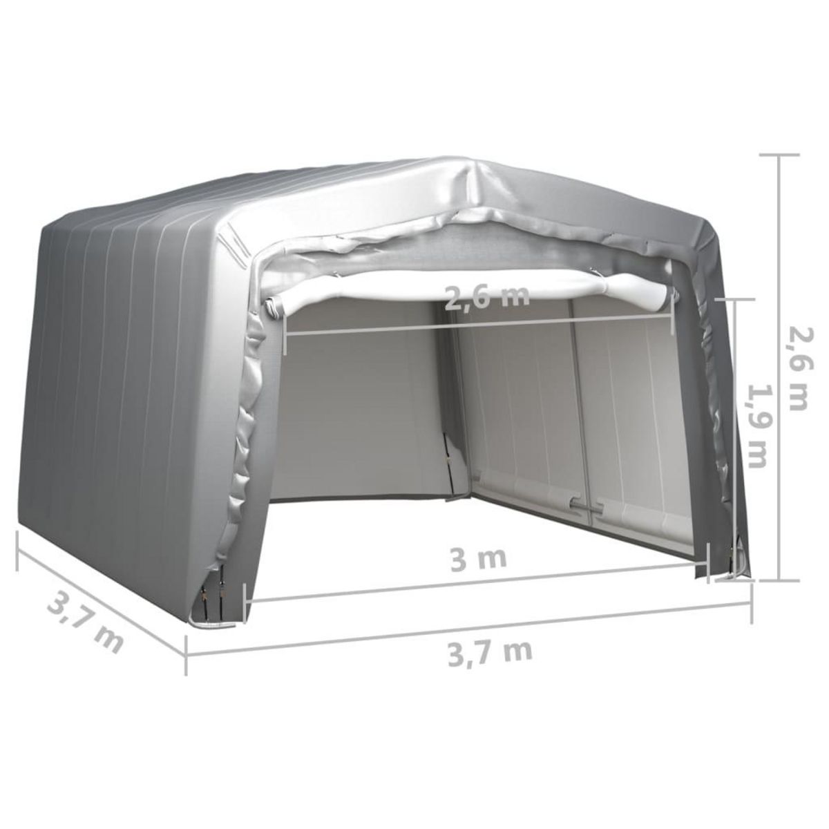 VIDAXL Tente de rangement 370x370 cm Acier Gris