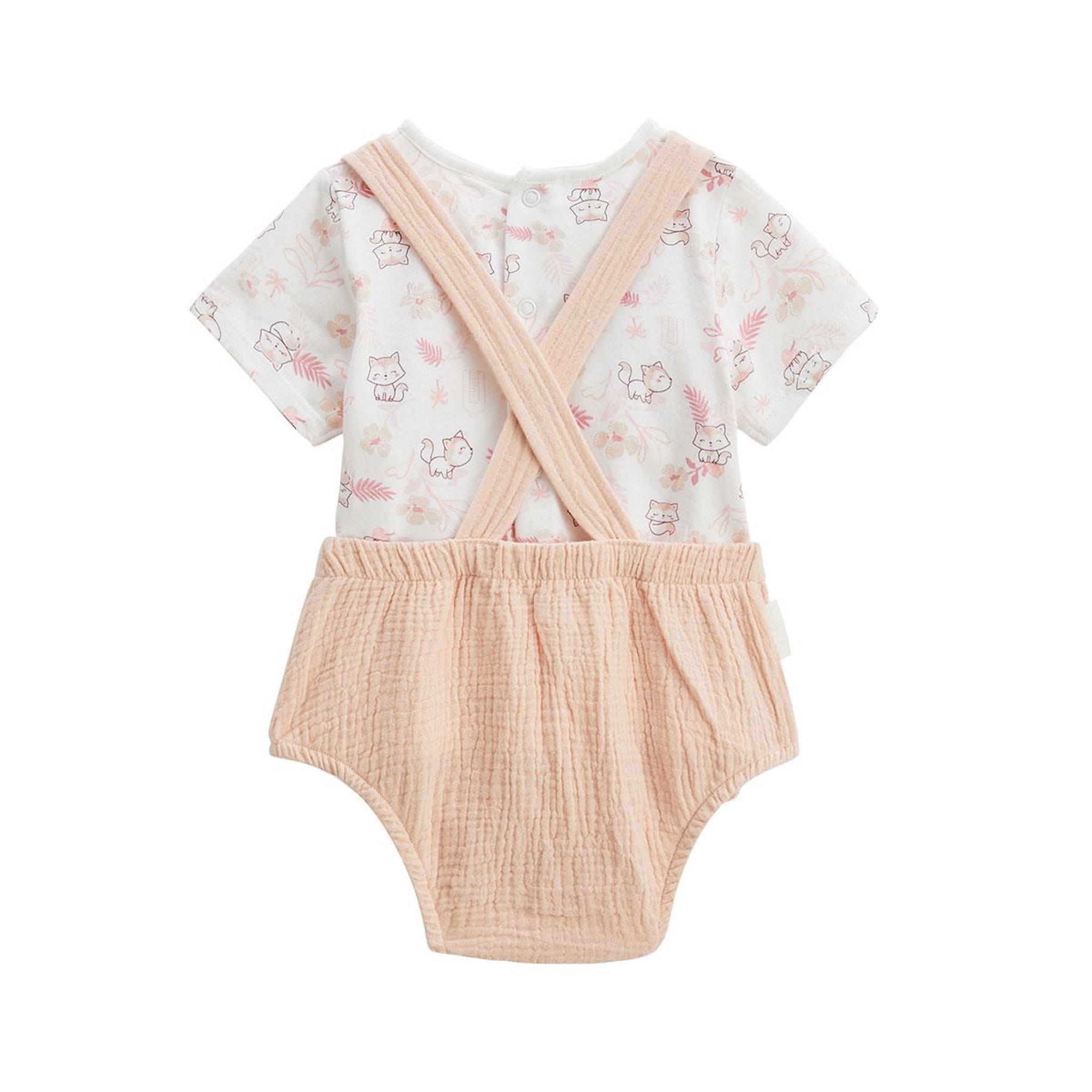Voir la diapositive 2 : Petit Béguin Ensemble salopette bébé en gaze de coton et t-shirt louison