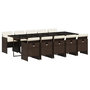 Voir la diapositive 2 : VIDAXL Ensemble a manger de jardin et coussins 11 pcs marron rotin