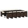Voir la diapositive 2 : VIDAXL Ensemble a manger de jardin et coussins 11 pcs marron rotin