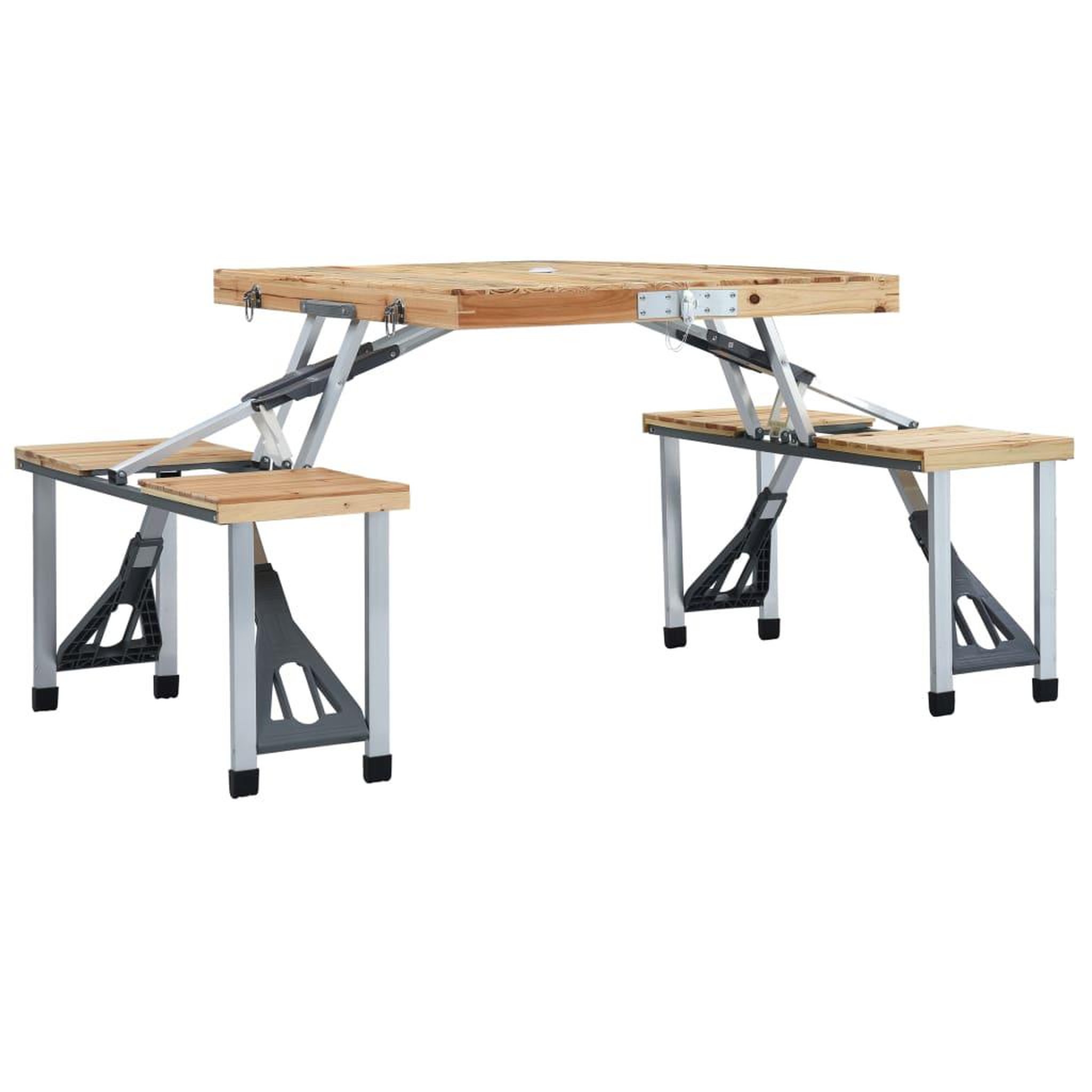 Voir la diapositive 3 : VIDAXL Table pliable de camping avec 4 sieges Acier Aluminium