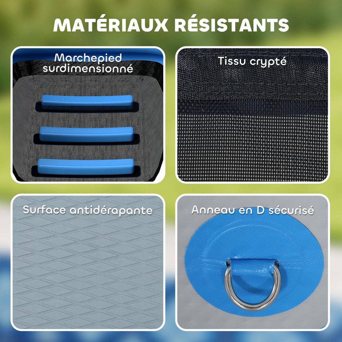 PAWHUT Rampe pour chien - rampe d'eau flottante gonflable pour chien - échelle flottante pour bateaux - surface antidérapante bleu gris