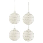 Paris Prix Lot de 4 Boules de Noël  Xmas  10cm Blanc & Argent