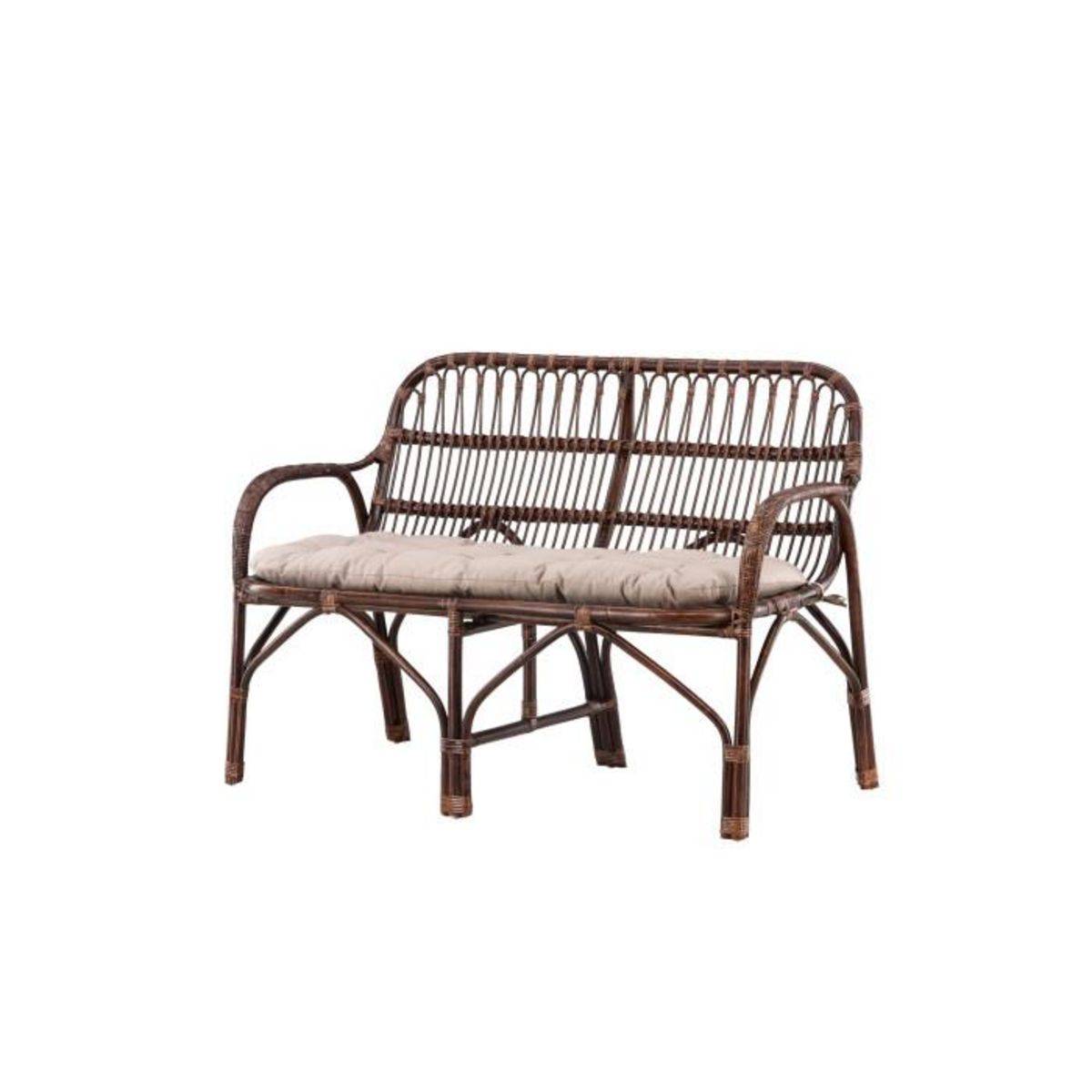 Paris Prix Canapé de Jardin 2 Places en Rotin  Nella  129cm Noyer