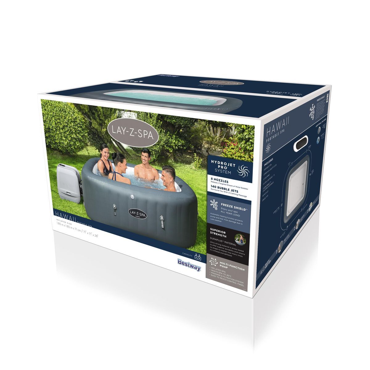 BESTWAY Spa gonflable carré 4-6 places Hawaii Hydrojet Pro