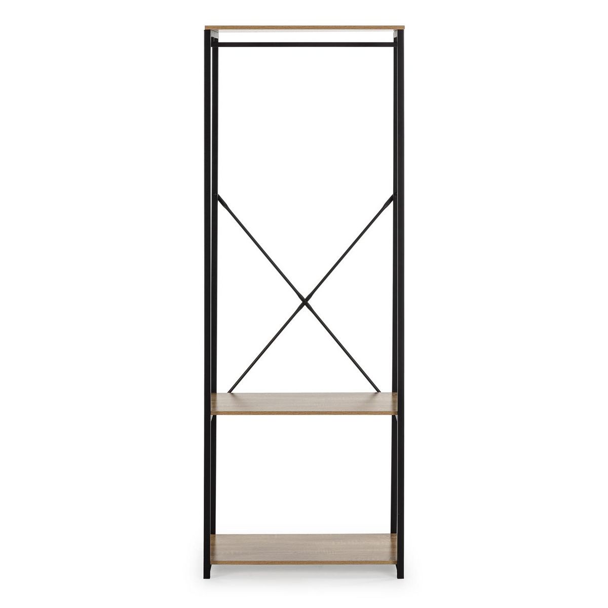 VS VENTA-STOCK Portemanteau Julia 2 étagères 1 barre, couleur chêne/noir