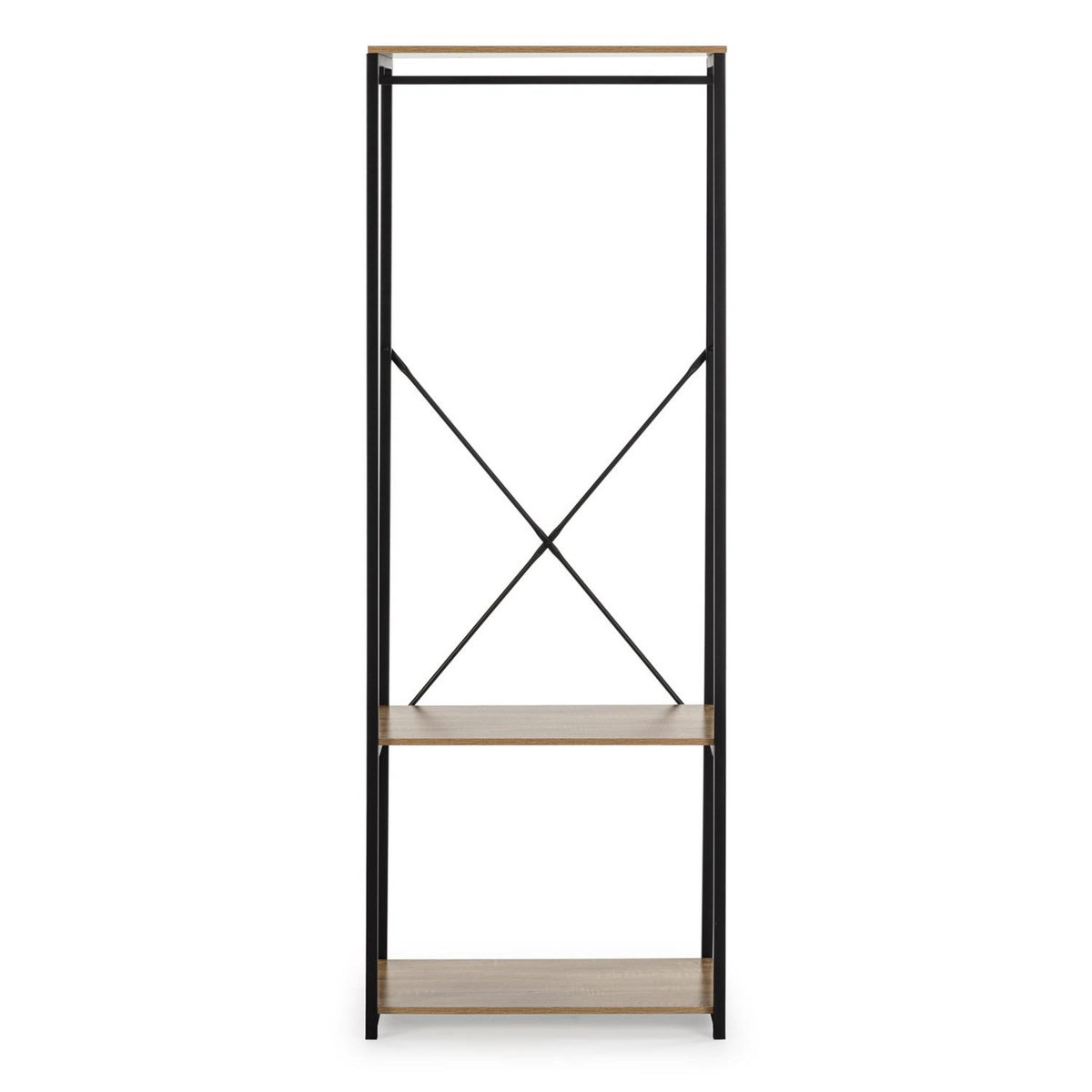 VS VENTA-STOCK Portemanteau Julia 2 étagères 1 barre, couleur chêne/noir