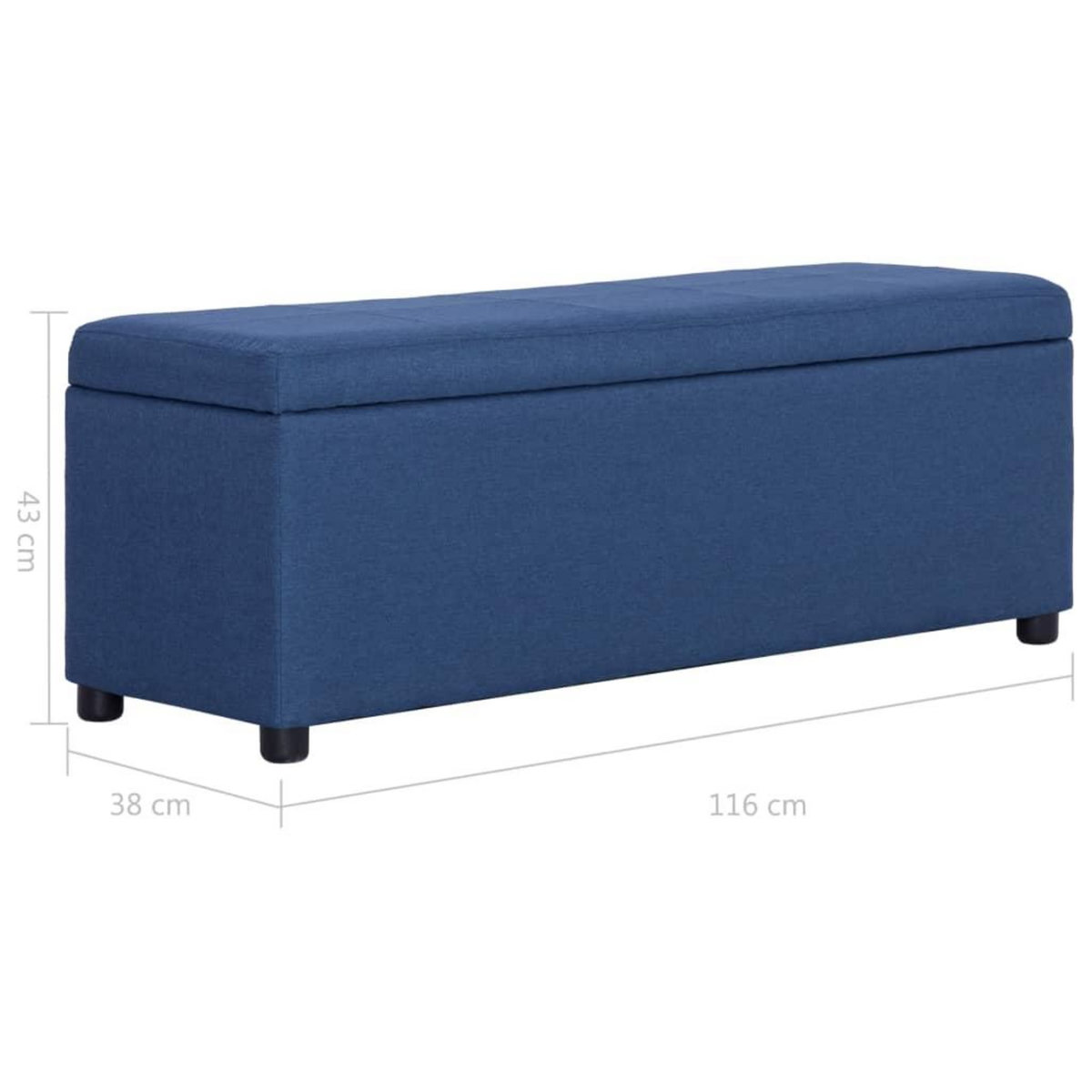 VIDAXL Banc avec compartiment de rangement 116 cm Bleu Polyester
