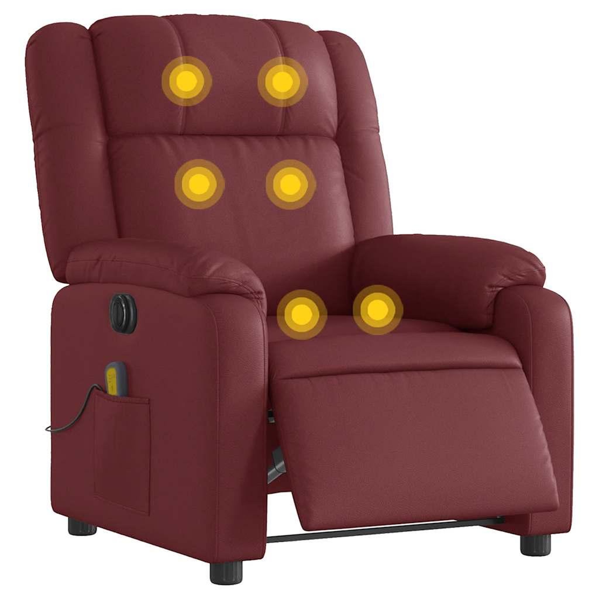 Voir la diapositive 3 : VIDAXL Fauteuil de massage inclinable electrique rouge bordeaux