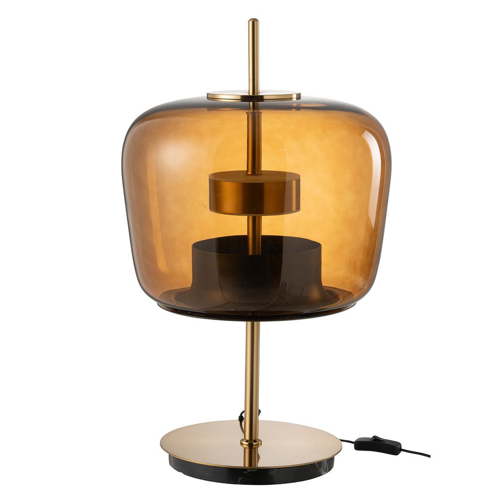 J-LINE Lampe à poser en verre à led  omar  58cm marron