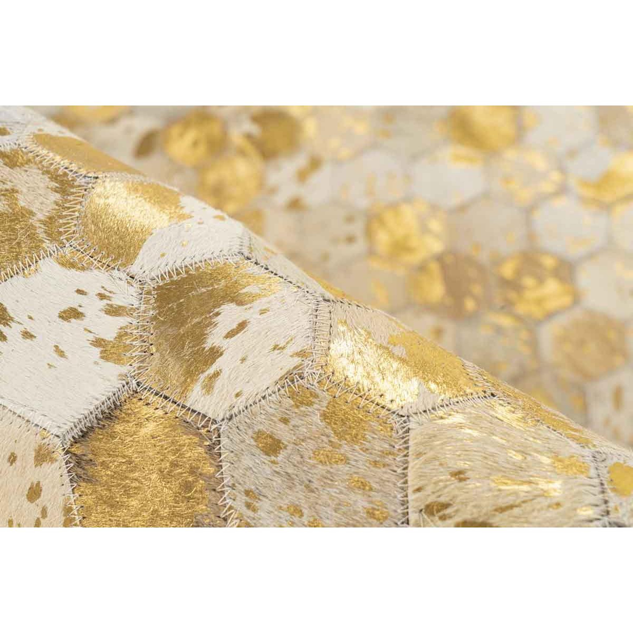 Voir la diapositive 3 : Paris Prix Tapis Fait Main en Cuir à Poils Ras  Ravi  Or