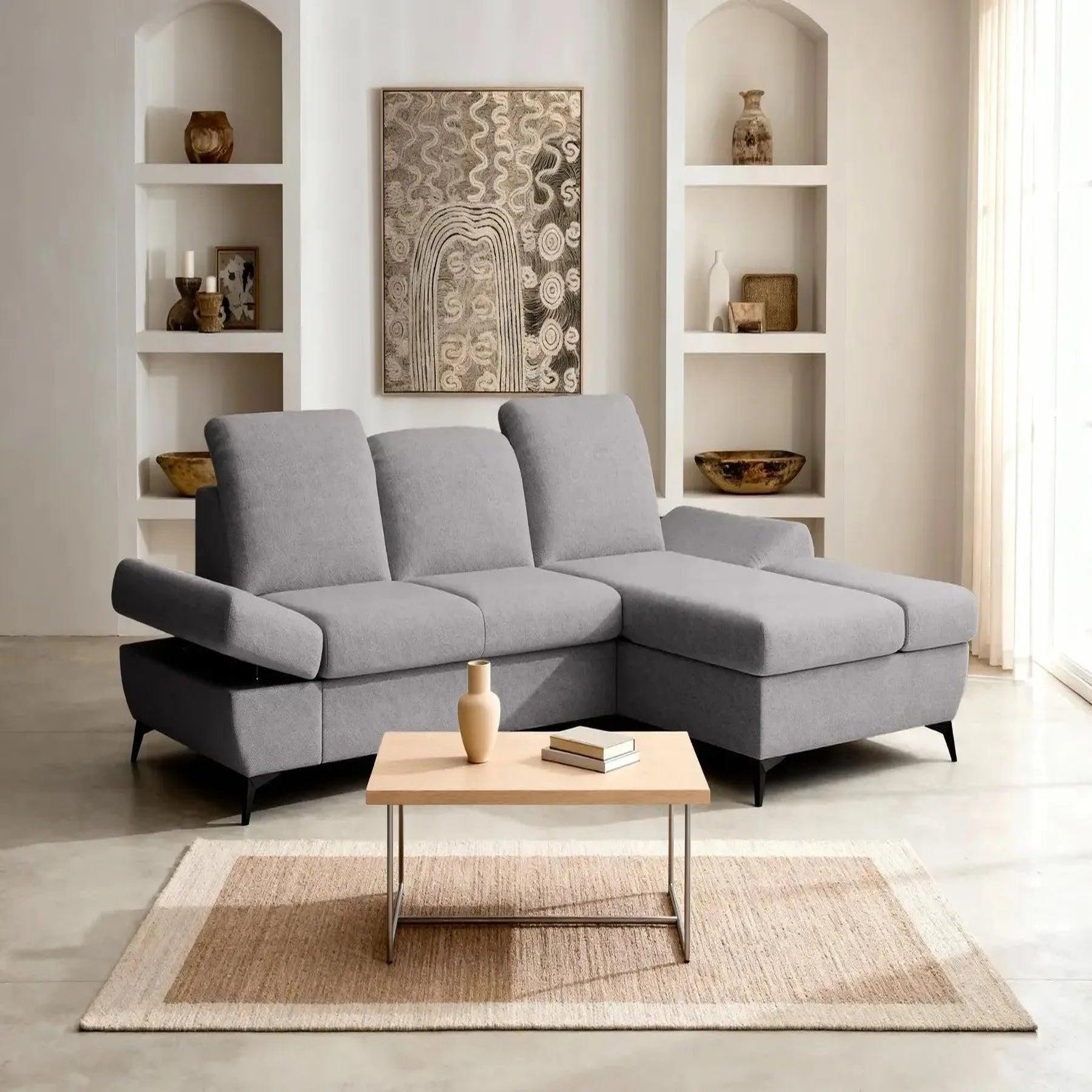 Voir la diapositive 4 : CASANOVA PARIS Livia - canapé d'angle convertible tissu chiné