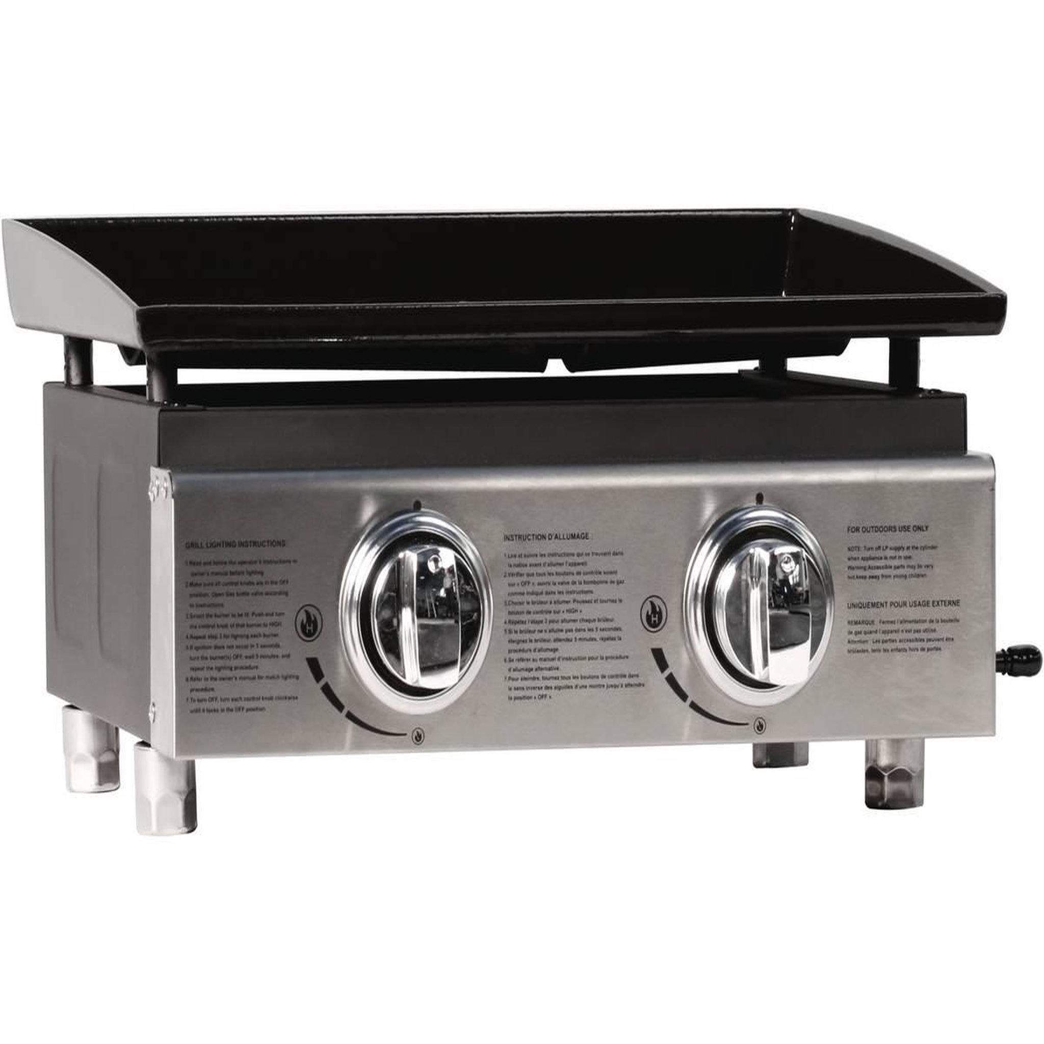 Voir la diapositive 1 : Habitat et Jardin Plancha  Presto 2  - 2 Brûleurs - 5 kW - Gris