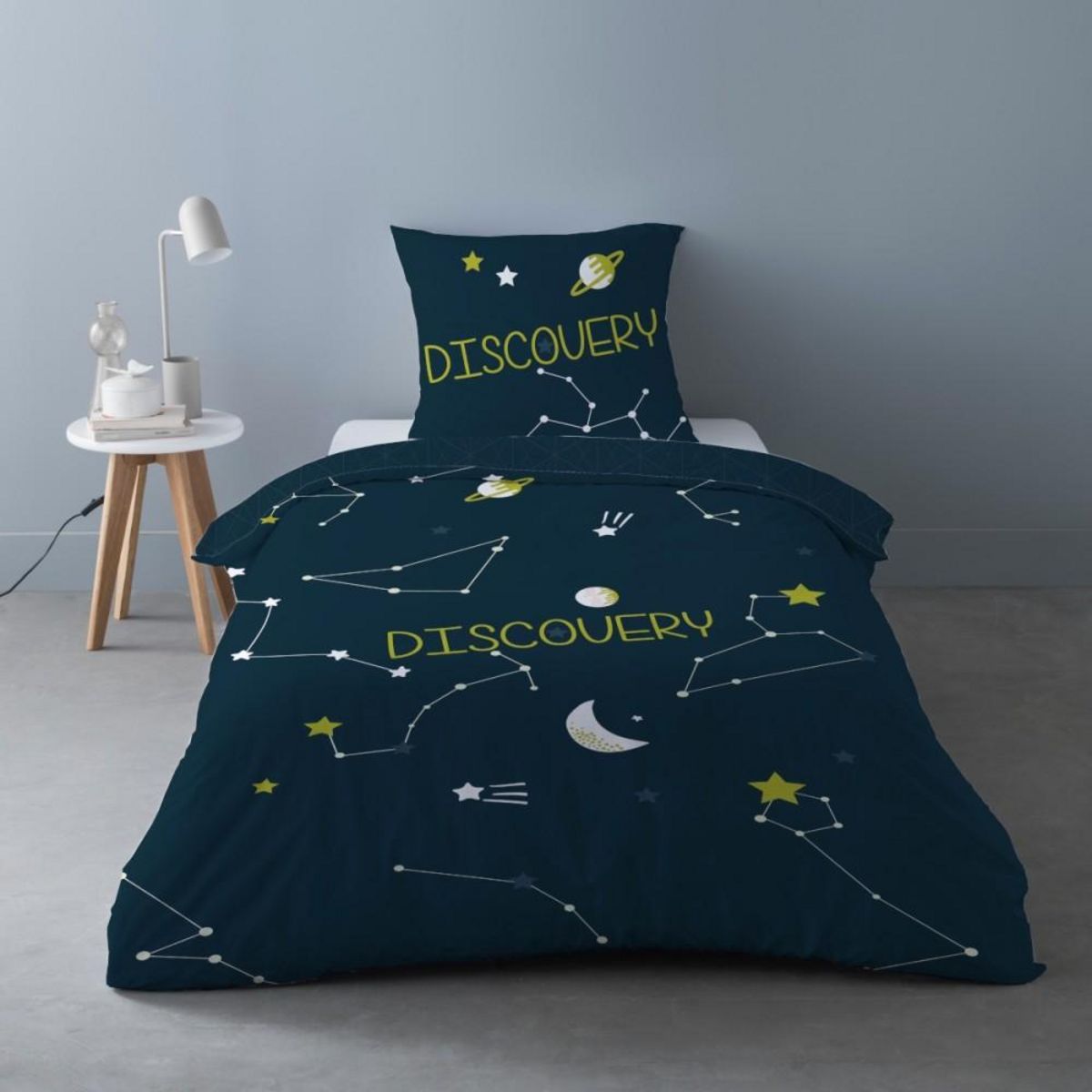 Dourev Housse de couette 140x200 DISCOVERY + taie 100% coton 57 fils
